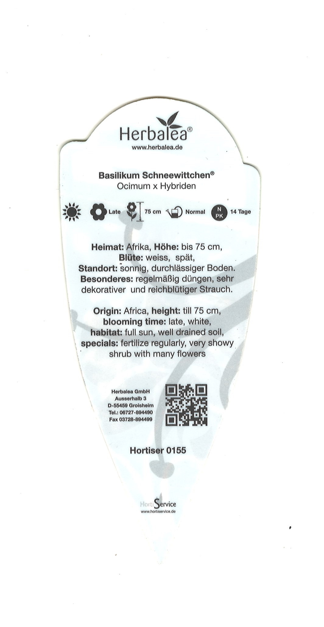 Stecketiketten Basilikum Schneewittchen®